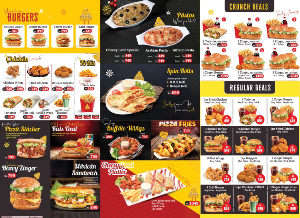 Cheesy Land Menu All Branches - fast food bharakahu